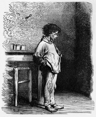 Navet, amigo de Gavroche, ilustración para la novela "Los Miserables" de Victor Hugo (4ª parte: L