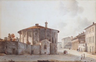El Templo de Vesta y a la derecha el Templo de Portunus (dibujo) de Victor Jean Nicolle