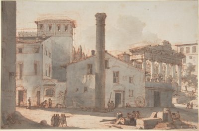 Vista del Foro Romano con la columna de Focas y el templo de Saturno de Victor Jean Nicolle