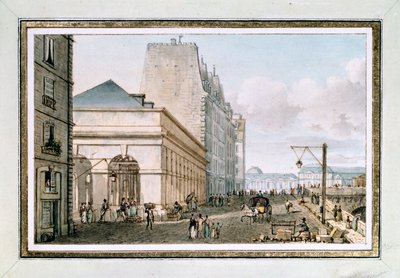 Vista del nuevo Mercado de Aves, situado en el Quai des Augustins cerca del Pont-Neuf, París, c. 1810 de Victor Jean Nicolle