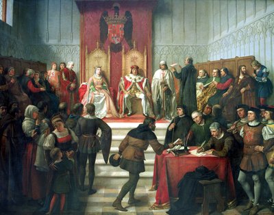 Gobernantes católicos administrando justicia de Victor Manzano y Mejorada