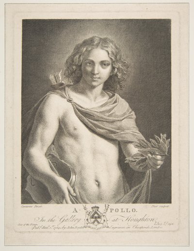 Apolo con un manto y sosteniendo una rama de laurel y un violín, 1784 de Victor Marie Picot