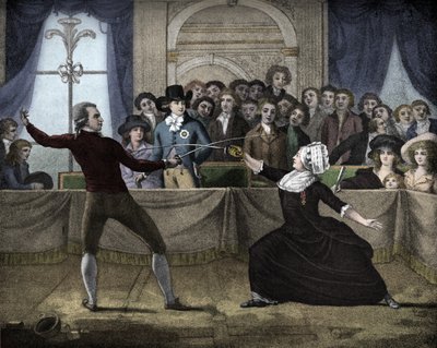 Combate de esgrima entre Mademoiselle La Chevaliere D