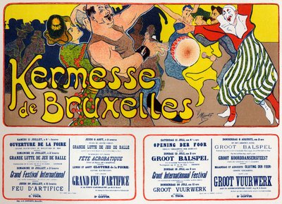 Estilo de vida. Kermés de Bruselas (Carnaval), Bélgica. Cartel de V. Mignot, Bélgica, c.1890 (cartel) de Victor Mignot