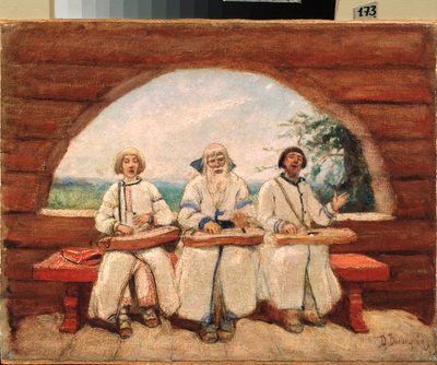The Gusli Players (The Gusli Players) (músicos mendigos tradicionalmente ciegos) - Pintura de Viktor Mikhaylovich Vasnetsov (1848-1926), óleo sobre lienzo de Victor Mikhailovich Vasnetsov
