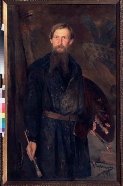 Retrato del artista Viktor Vasnetsov (Retrato del artista Viktor Vasnetsov) - Pintura de Nikolai Dmitrievich Kuznetsov (1850-1929), óleo sobre lienzo de Victor Mikhailovich Vasnetsov