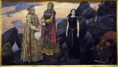 Tres reinas del inframundo. Pintura de Viktor Mikhaylovich Vasnetsov (1848-1926), óleo sobre lienzo de Victor Mikhailovich Vasnetsov