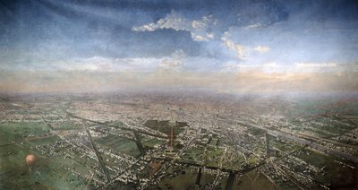 Vista general de París desde un globo aerostático, 1855 de Victor Navlet