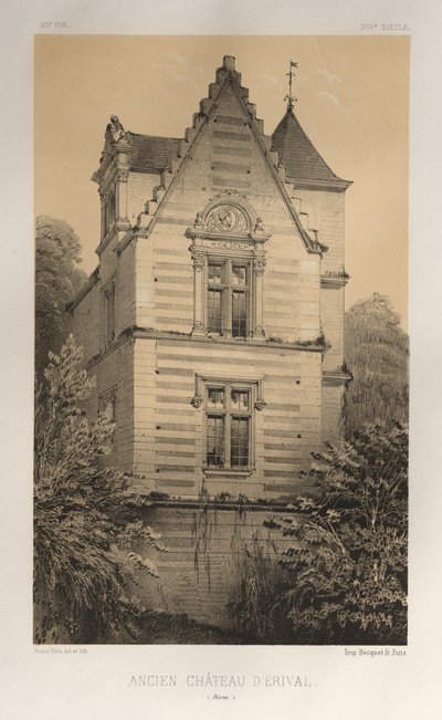 Arquitectura Pintoresca o Monumentos del Siglo XV. y XVI. Siglos: Castillos de Francia de los Siglos XV y XVI: Pl. 55, Antiguo Castillo de Érival (Aisne) de Victor Petit
