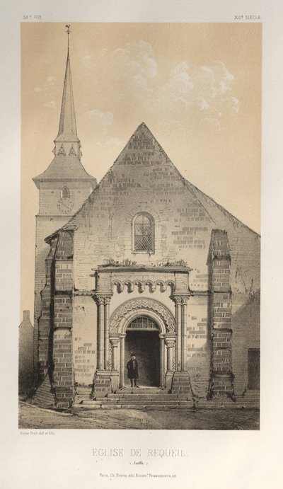 Arquitectura Pintoresca o Monumentos del Siglo XV. y XVI. Siglos: Castillos de Francia de los Siglos XV y XVI: Pl. 58, Iglesia De Requeil (Sarthe) de Victor Petit
