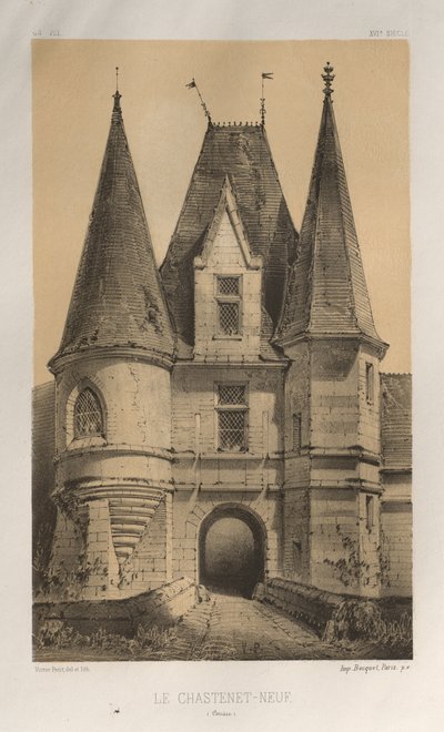 Arquitectura Pintoresca o Monumentos del Siglo XV. y XVI. Siglos: Castillos de Francia de los Siglos XV y XVI: Pl. 65, Le ChasteLet-Neuf (Corrèze) de Victor Petit