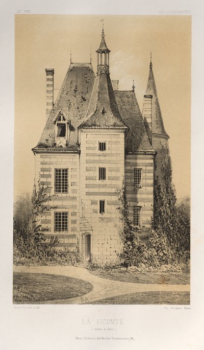 Arquitectura Pintoresca o Monumentos del Siglo XV. y XVI. Siglos: Castillos de Francia de los Siglos XV y XVI: Pl. 75, La Vicomté (Saône et Loire) de Victor Petit