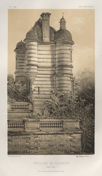 Arquitectura Pintoresca o Monumentos del Siglo XV. y XVI. Siglos: Castillos de Francia de los Siglos XV y XVI: Pl. 76, Pavillon De Chaumont (Saône et Loire) de Victor Petit