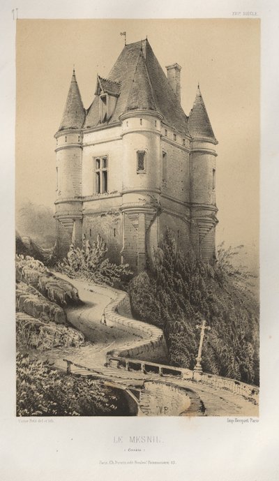 Arquitectura Pintoresca o Monumentos del Siglo XV. y XVI. Siglos: Castillos de Francia de los Siglos XV y XVI: Pl. 77, Le Mesnil (Corrèze) de Victor Petit