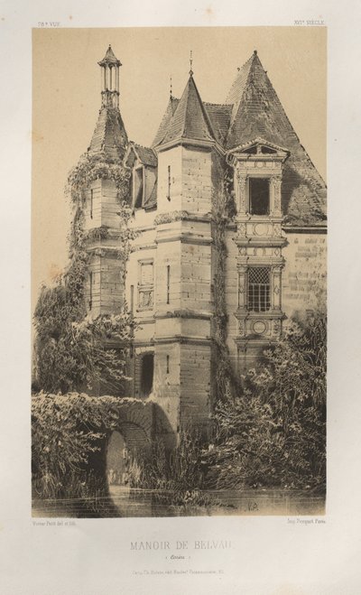 Arquitectura Pintoresca o Monumentos del Siglo XV. y XVI. Siglos: Castillos de Francia de los Siglos XV y XVI: Pl. 78, Manoir de Belvau (Corrèze) de Victor Petit