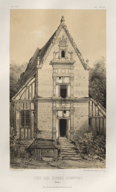 Arquitectura Pintoresca o Monumentos del Siglo XV. y XVI. Siglos: Castillos de Francia de los Siglos XV y XVI: Pl. 81, FIEf Des Bordes-Compigny (Yonne) de Victor Petit