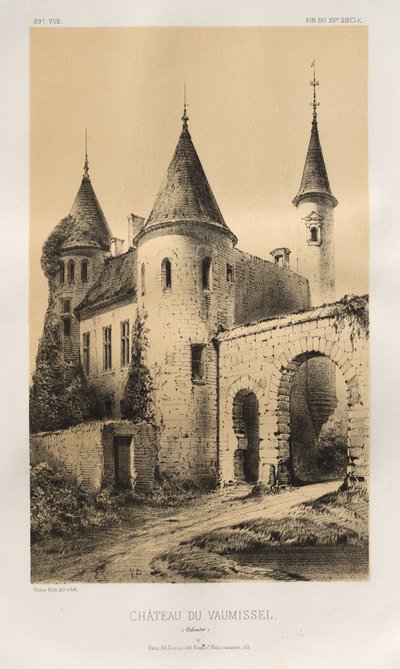 Arquitectura Pintoresca o Monumentos del Siglo XV. y XVI. Siglos: Castillos de Francia de los Siglos XV y XVI: Pl. 89, Château du Vaumissel (Calvados) de Victor Petit