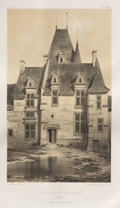 Arquitectura Pintoresca o Monumentos del Siglo XV. y XVI. Siglos: Castillos de Francia de los Siglos XV y XVI: Pl. 97, Château de Baumais (Calvados) de Victor Petit