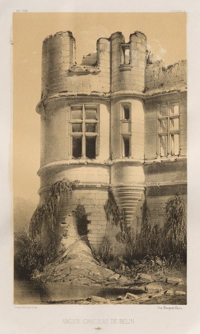 Arquitectura Pintoresca o Monumentos del Siglo XV. y XVI. Siglos: Castillos de Francia de los Siglos XV y XVI: Pl. 99, Antiguo Castillo de Belin (Sarthe) de Victor Petit