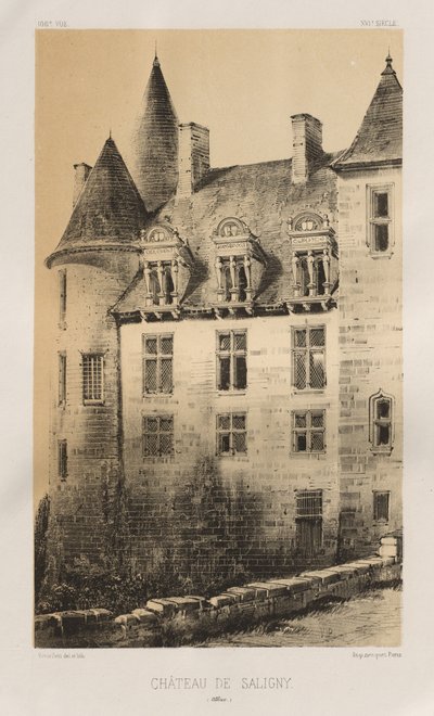 Arquitectura Pintoresca o Monumentos del Siglo XV. y XVI. Siglos: Castillos de Francia de los Siglos XV y XVI: Pl.100, Château de Saligny (Alliers) de Victor Petit