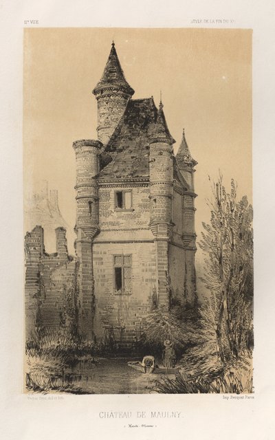 Arquitectura Pintoresca o Monumentos del Siglo XV. y XVI. Siglos: Chateaux De France de los siglos XV y XVI: Pl.11, Chateau De Maulny (Haute-Marne) de Victor Petit