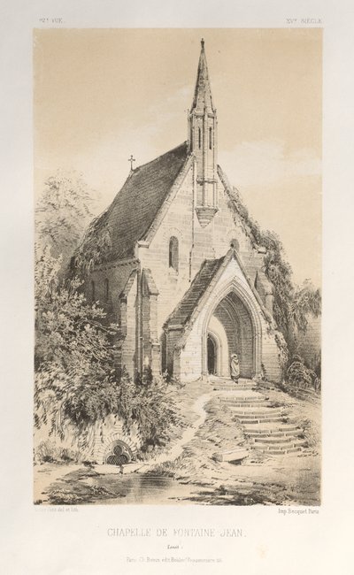 Arquitectura Pintoresca o Monumentos del Siglo XV. y XVI. Siglos: Castillos de Francia de los siglos XV y XVI: Pl.22, Capilla de Fontaine-Jean (Loiret) de Victor Petit