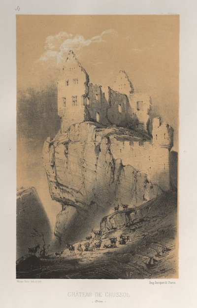 Arquitectura Pintoresca o Monumentos del Siglo XV. y XVI. Siglos: Chateaux De France de los siglos XV y XVI: Pl. 30, Chateau De Crussol (Drome) de Victor Petit