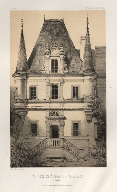 Arquitectura Pintoresca o Monumentos del Siglo XV. y XVI. Siglos: Castillos de Francia de los siglos XV y XVI: Pl. 1, Antiguo Castillo de Villiers (Somme) de Victor Petit