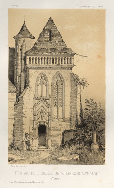 Arquitectura Pintoresca o Monumentos del Siglo XV. y XVI. Siglos: Castillos de Francia de los siglos XV y XVI: Pl.2, Portal de la Iglesia de Villiers Sur-Tholon (Yonne) de Victor Petit