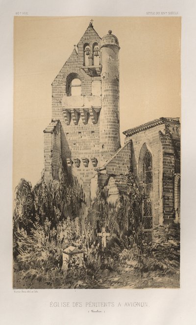 Église Des Pénitents en Avignon Vaucluse, 1860 de Victor Petit