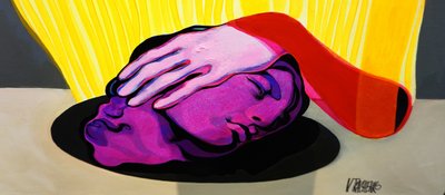 Cabeza morada, mano rosa de Victor Tkachenko