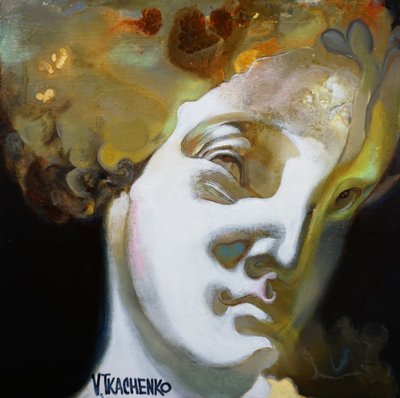 Busto dorado surrealista de Victor Tkachenko