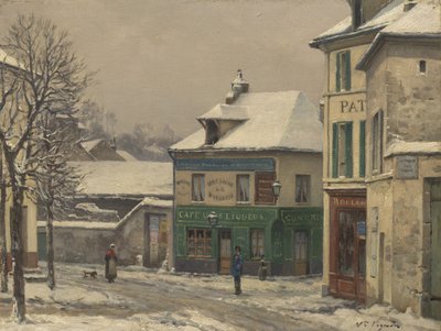 Efecto de nieve en los suburbios, c.1875-85 de Victor Vignon