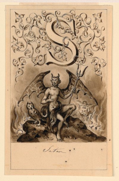 Diseño para la letra S de un libro de lectura: Satanás de Victor Vincent Adam