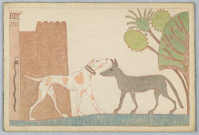 El Perro y el Lobo, Ilustración para las Fábulas de Esopo de Victor Wilbour