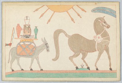 El caballo y el asno, ilustración para las fábulas de Esopo de Victor Wilbour