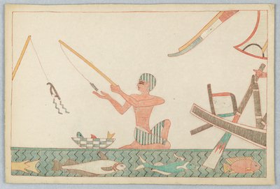 El pececito y el pescador, ilustración para las Fábulas de Esopo de Victor Wilbour