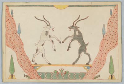 Las Dos Cabras, Ilustración para las Fábulas de Esopo de Victor Wilbour