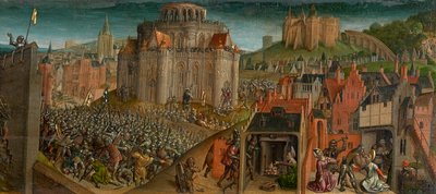 La conquista de Jerusalén por Tito (óleo sobre tabla) (detalle de 470981) de Vienna Master of Mary of Burgundy