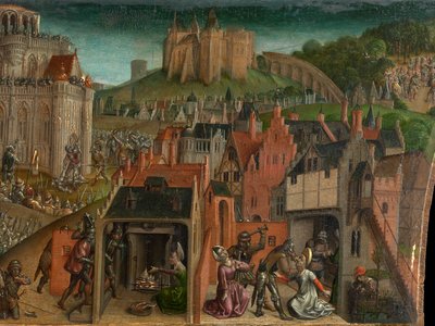 La conquista de Jerusalén por Tito (óleo sobre tabla) (detalle de 470981) de Vienna Master of Mary of Burgundy