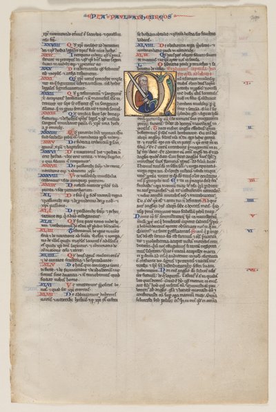 Hoja con Inicial de una Biblia Latina: Inicial M: San Pablo con una Espada y un Libro de Vienna Moralized Bible Workshop