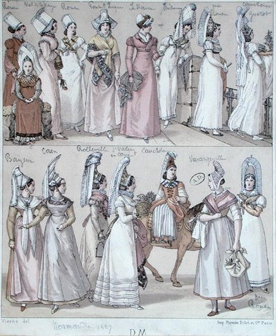 Trajes tradicionales de Normandía, c.1830 de Vierne (after)
