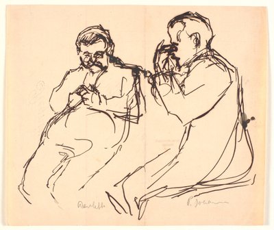 Esbozo de figura. Dos hombres sentados: Aarsleff y P. Johansen de Viggo Johansen