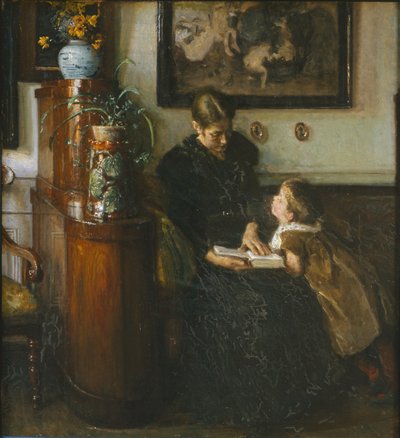 Madre leyendo. Esposa e hijo del artista de Viggo Johansen