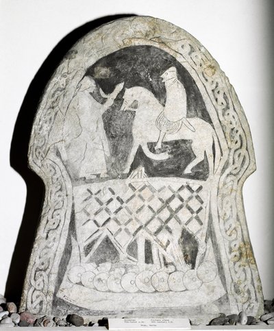 Piedra rúnica con un jinete, siglo VII-VIII de Viking