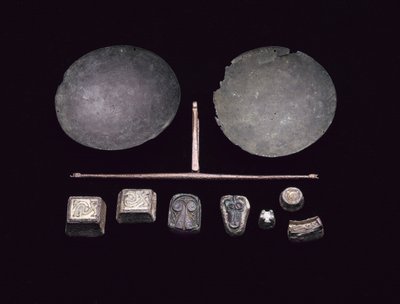 Barra de equilibrio para una balanza, de un entierro en barco vikingo en Kiloran Bay, Colonsay, Argyll, 875-925 d.C. de Viking Viking