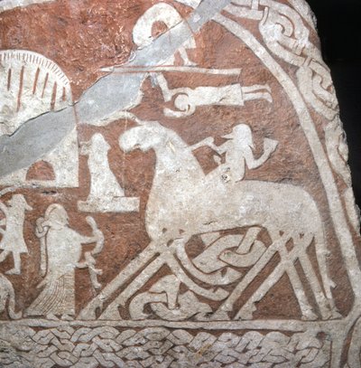Wotan (Odín), en su caballo de ocho patas Sleipnir - Runas vikingas de la isla de Gotland (Suecia) de Viking Viking
