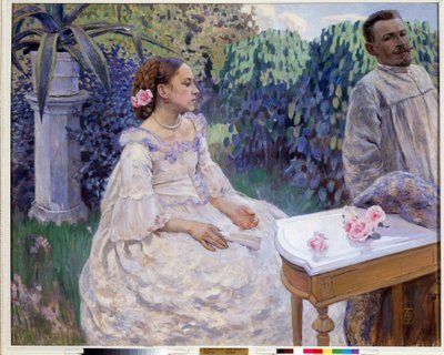 ""Autorretrato con hermana"" (Autorretrato con hermana) Pintura de Viktor (Victor) Elpidiforovich Borisov-Musatov (Borisov Musatov) (1870-1905) 1898 Museo Estatal Ruso, San Petersburgo de Viktor Elpidiforovich Borisov Musatov
