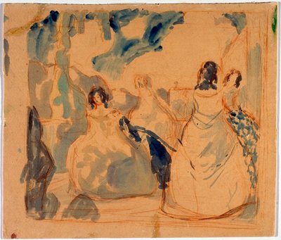Mujeres jóvenes en una terraza - Obra de Viktor (Victor) Elpidiforovich Borisov-Musatov (Borisov Musatov) (1870-1905) de Viktor Elpidiforovich Borisov Musatov