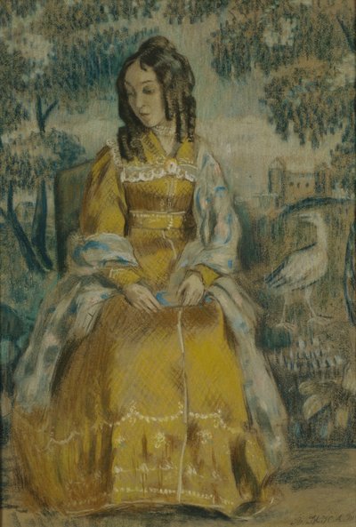 Dama junto al Tapiz. Retrato de Nadezhda Stanyukovich, 1903 de Viktor Elpidiforovich Borisov Musatov